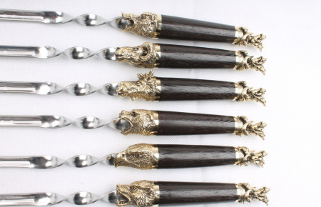 Набор шампуров с декоративным литьем и дер. ручкой "Мечта охотника" (6 шт)